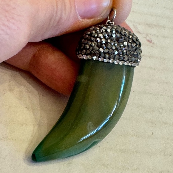 Handmade Large Heavy Blinged-Out Claw Horn Fang Pendant 2.25" long One of a Kind - Picture 10 of 15
